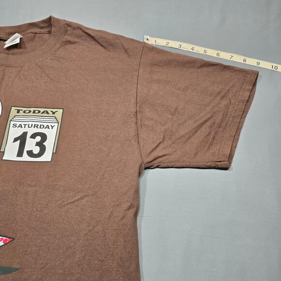 Friday 13th Brown T-Shirt Funny Graphic Art Classic Short Sleeve Crew Men Size L - Picture 7 of 9
